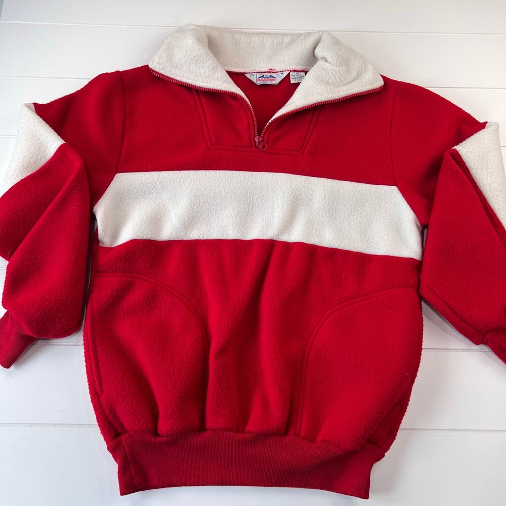 DAKOTA FIVE BROTHER Vintage Fleece sweatshirt 1/4 zip red white Ski size Medium